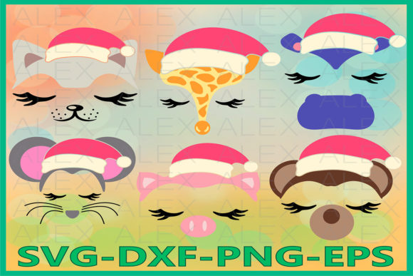 Animal Face Christmas Illustrations
