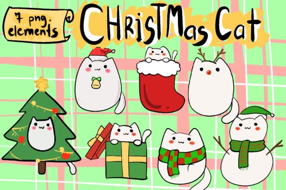 Christmas Chubby Cat Illustrations