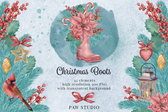 Christmas Clipart Wreath Winter Holiday Illustrations