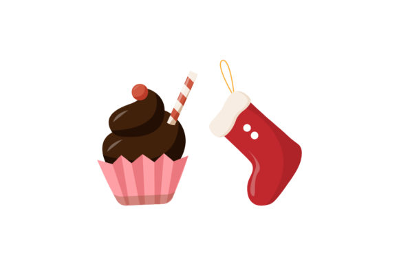 Christmas Cupcake Socks Vectors Set