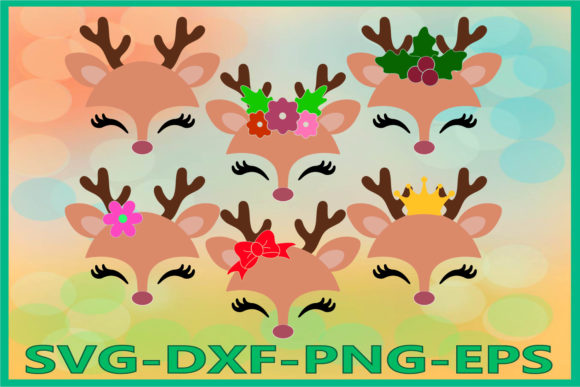 Christmas Deer, Deer Face Illustrations