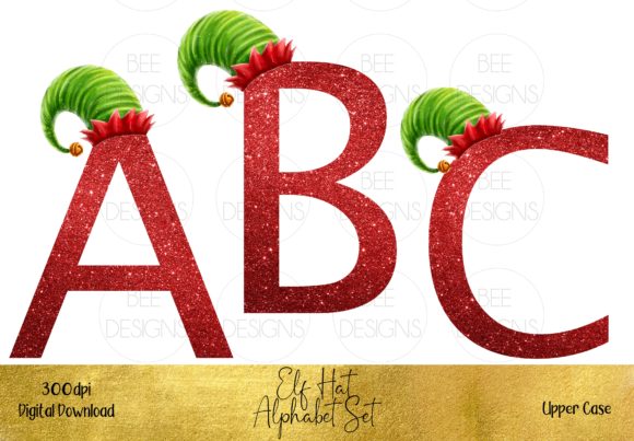 Christmas Elf Hat Alphabet Set Illustrations