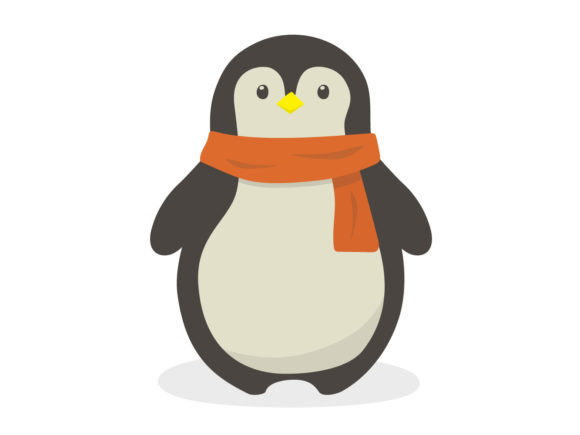 Christmas Illustration Penguin Scarf