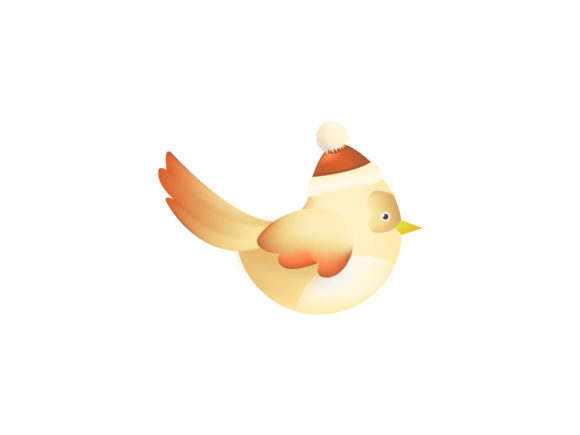 Christmas Illustration Yellow Cute Bird
