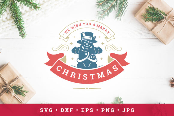Christmas Saying Design with Snowman Sil