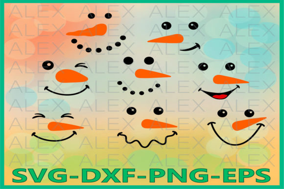 Christmas Snowman Face Illustrations
