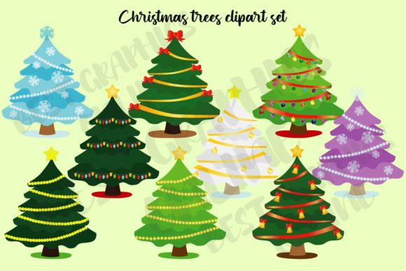 Christmas Tree Clip Art Set Holiday Xmas for Digital Sellers