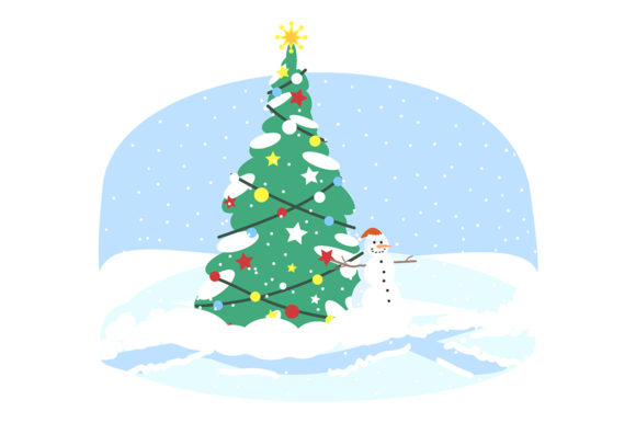 Christmas Tree Flat Vector Illustration