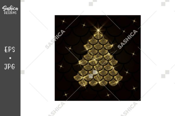 Golden Christmas Tree Vector for Crafting