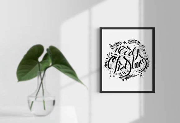 Merry Christmas Lettering, Printable Illustrations