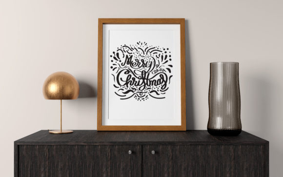 Merry Christmas Lettering with Pattern