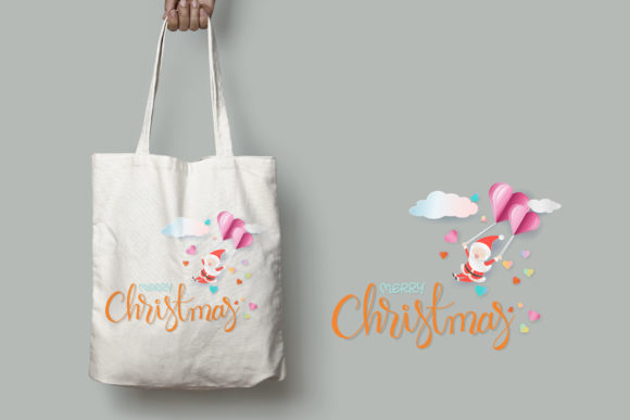 Merry Christmas Lettering with Santa Illustrations