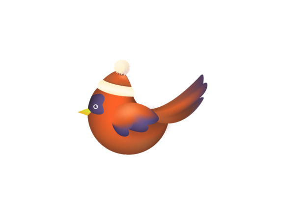 Red Cute Bird Illustration for Christmas