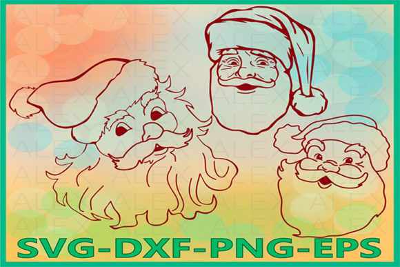 Santa Claus, Christmas Face Illustrations