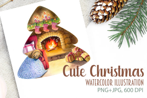 Watercolor Cute Christmas Illustrations